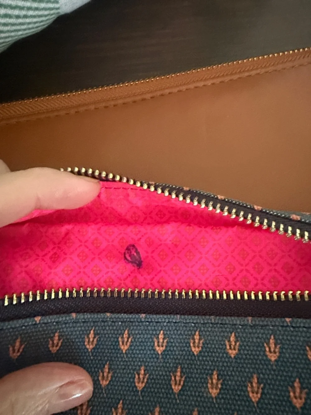 Laurel Denise brown Leather Zip Portfolio midnight pencil Pouch - Picture 4 of 7